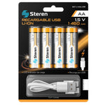 4 BATERIAS RECARGABLES STEREN USB LI-ION AA 1460