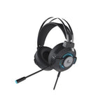 Audifonos gaming LED cableados XTech Morrigan XTH-565 - Conexion de 3.5 mm y USB - Color Negro