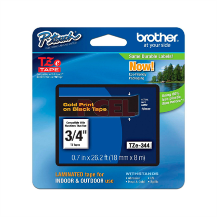 CINTA BROTHER TZ-344 NEGRA/ORO 18MM (TZE344)