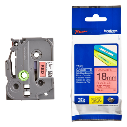 CINTA BROTHER TZ-441 NEGRO/ROJO 18MM PT300/310B/330/530 (TZE441)