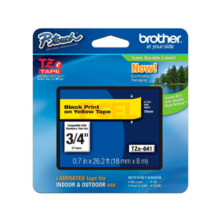 CINTA BROTHER TZ-641 NEGRO/AMARILLO 18MM PT300/310B/330/530 (TZE641)