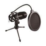 Micrófono Perfect Choice Noise Barrier Alámbrico 3.5mm con Filtro y Tripié Color Negro (PC-110583)