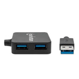Mini Hub Manhattan USB 3.0 Alta Velocidad 4 Puertos Color Negro (162296)