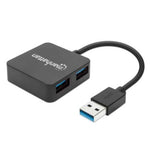 Mini Hub Manhattan USB 3.0 Alta Velocidad 4 Puertos Color Negro (162296)