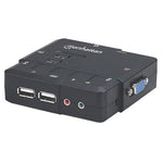 Switch KVM Manhattan Compacto 2 Puertos Desktop USB 2:1 Cables+Audio Color Negro (151252)