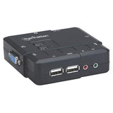 Switch KVM Manhattan Compacto 2 Puertos Desktop USB 2:1 Cables+Audio Color Negro (151252)