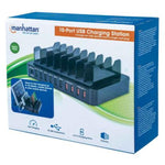 Estación de Carga Manhattan USB 10 Puertos Carga Rápida Color Negro
